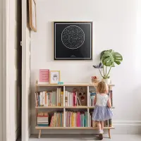 Little girl in a room with a custom starrymaps star map.