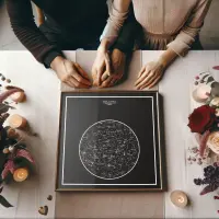 A couple holding a star map print